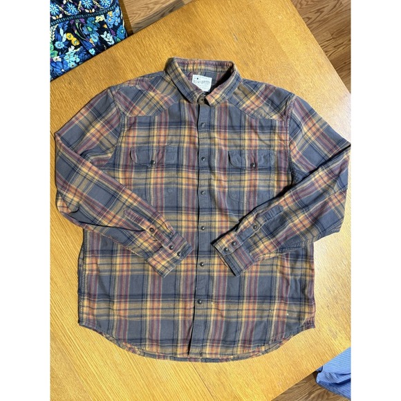 Lucky Brand Saturday Stretch Pearl Snap Plaid Flannel Shirt Mens XL Western - Picture 2 of 9